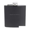 Hip Flasks 6Oz Portable Pocket Stainless Steel Hip Flask Flagon Matte Black Whiskey Wine Pot Drinker Alcohol Bottle Travel Tour Drin Dhjqg