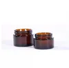 5g-100g Amber Glass Cosmetic Jars Skincare Cream Bottle Jar Empty Refillable Bottles Diy Mini Makeup Storage Container with Gold Silver Black Lid Cap and Inner