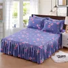 Bed Skirt Non-slip Printed 3pcs Ruffle Mattress Cover Sheet Home ding Set Linens spread With Pillowcase jogo de cama 221205