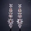 Dangle Earrings Uilz Luxury Marquise Cluster Cubic Zirconia Long Drop For Women Shiny Leaf Shape Brides Wedding Earring Jewelry