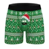 Calzoncillos para hombre, traje de vacaciones con estampado navideño, calzoncillos bóxer de Papá Noel, ropa interior Sexy, bóxer transpirable, bragas divertidas en el maletero, U convexo