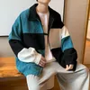 Męskie kurtki męskie jakt luz moda duża rozmiar splicing kratę sztrutko płaszcz w jesieni pary koreańskie ulice college