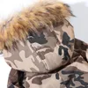 Hommes vers le bas mode col de fourrure veste d'hiver hommes Camouflage militaire velours épais Parka longue tranchée manteau vêtements d'extérieur coupe-vent chaud