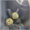 Kolczyki stadninowe w kolczyku Wysokiej jakości żółte białe złoto Splised Sparling CZ Round Sime Simed Diamond Earring dla mężczyzn Women C3 Dro Dhxzo