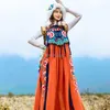 Ethnic Clothing 2022 Chinese Style Women's Autumn Winter Embroidery And Thicked Warm Vest Long Dress National Sleeveless A-line Skirt