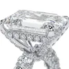 高級ジュエリー結婚指輪スパークリング 925 スターリングシルバーエメラルドカットホワイトトパーズ Diamonique CZ ダイヤモンド宝石パーティー女性婚約バンドリング恋人へのギフト