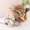 Cappelli a tesa larga da donna, cappelli estivi a secchiello, fiori, grandi signore, pieghevoli, per feste, matrimoni, feste in spiaggia