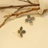 Party Favor Designer Early spring orange blossom retro gentle vintage French temperament elegant white Hong Kong style blue flower earrings