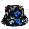 Beretten Fashion Butterfly Patroon emmer hoed mannen en vrouwen katoen buitenvisser strand vissen trip meisje boy xu117