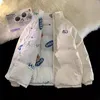 Dames Down Parkas Omkeerbare losse meisjesjas Jackets oversized schattige cartoon gevoerde geliefden Y2K Winter 221205
