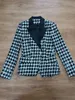 Ternos femininos High Street EST 2022 Jaqueta de grife feminina Slim Fit Buttons de leão de peito duplo Houndstooth lantejous blazer