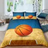 Постилочные наборы баскетбольных одеял по одежде чернокожие 3D -мяч спортивные темы Microfiber Court Courtboltive Games King Quilt 221205