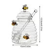 Storage Bottles Honey Jar With Dipper Glass Pot Container Clear Stirring Bottle For Storing And Syrup