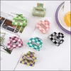 Hair Clips Barrettes Hair Clips Barrettes Checkered Claw Clip Acrylic Square Small For Thin 2 Exquisit Shark Aesthetic Women Ambbp Ot4Jv