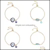 Braccialetti con ciondoli Turchi Braccialetti con malocchio di cristallo blu fortunato per le donne Catene d'oro fatte a mano Bracciale gioielli Donna 71 R2 Drop Delive Dhqdt