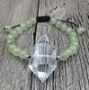 Strand YA2542 Natural Clear Quartz Double Point Stone 8mm runda pärlor sladdknutarmband justerbart