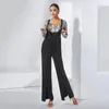 Stage Wear Latin Dance Clothes Adult Ballroom Pants High Waist Jumpsuit Women Trousers Waltz Tango Practice DNV14627