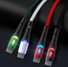 2A Quick Charge LED cables Type c Micro Braided USb Cables 1m 3ft Fabric Cable For Samsung s10 s20 s21 note 21 htc android phone pc