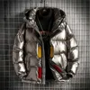 Men s Down Parkas Clothing Thicken Hooded Winter Jacket Coat Casual Silver Warm Plus Size Large L221205