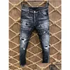 Jeans Masculino 2021 Jeans Masculino Buraco Azul Claro Cinza Escuro Itália Marca Homem Calças Longas Streetwear Denim Skinny Slim Straight Biker Jean Dhplh