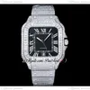 ZYF M8215 Paved Diamonds Automatik-Herrenuhr XL, 40 mm, Miyota, schwarzes Zifferblatt, weißes römisches, vollständig vereistes, rechteckiges Diamantgehäuse und Armband, Super Edition Puretime A1