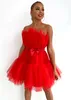 Elegante Mesh Party Kleider Frauen Rose Rosa Off Schulter Bogen-knoten Kleid Sexy Ärmelloses Ballkleid Mini Kleid