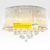 Moderne trommel hanger lichte stof in de schaduw regenval kristal kroonluchters 6 lichten e14 e12 lamp kristallamp verlichtingsarmatuur