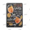 Vintage metallm￥lning dekorationer gin tonic cocktail platta dekorativ affisch plack retro bar k￶k hemv￤gg dekor 20cmx30 cm woo