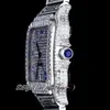 ZYF M8215 VERWARME DIAMONDEN Automatische heren Watch XL 40 mm Miyota Volledig ijsje rechthoek diamanten kast en armband Blue Arabisch script Dail Super Edition Puretime F6