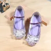 フラットシューズ女の子紫色の靴ハイヒール子供の少女ショークリスタル靴ドレスプリンセス子供の靴子供のための女の子のかかと T221201