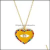 Pendant Necklaces S2295 Fashion Jewelry Turkish Symbol Colorf Love Heart Evil Eye Pendant Necklace Blue Eyes Punk Necklaces C3 Drop Dhlsf