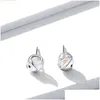 Charm Arrival Cute Tiny Fish Charm Earring Stud 925 Sterling Sier Women Gift Cz Jewelry Rhodium Plated C3 Drop Delivery Earrings Dh9Se