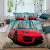 Set di biancheria da letto Copripiumino per auto sportiva Set di lusso di alta qualità stampato in 3D 2/3 pezzi Biancheria da letto doppia Queen King Adulti Ragazzi Tessili per la casa 221205