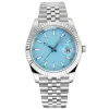 Montre Hommes Montres 41MM Mouvement Mécanique Automatique Hommes Mode Affaires Cadran Bleu Montre-Bracelet Bracelet En Acier Inoxydable Montre De Luxe Pour Dames Fille