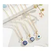 Anhänger Halsketten 2021 Vintage Ethnische Runde Türkei Evil Eye Halskette Für Frauen Gold Silber Farbe Blau Anhänger Choker Schlüsselbein Kette TU Dhzfl