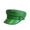 Bérets haute qualité en cuir véritable unisexe militaire chapeau hiver chaud en plein air première couche mouton vert armée casquette femmes hommes