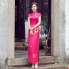 Etnische kleding moderne Chinese bruiloft traditionele jurken lange cheongsam jurk borduurwerk qipao silk elegante qi pao zomer vrouwen sexy