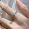 Bröllopsringar Simple Ring Stapble Diamond Women Fashion Jewelry Justerbar Moissanite Jubileum