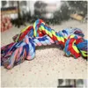 Dog Toys Chews Pets Dog Cotton Chews Knot Toy Colorf Durable Braided Bone Rope 18Cm Funny Dogs Cat Toys 50 H1 Drop Delivery Home G Dhy50