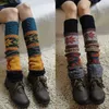 Knee Pads Winter Over Long Knit Cover Crochet Women Legging Warm Striped Christmas Print Pile Of Socks Thigh Legwarmers