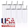 25pc/Carton 2 Days Delivery Tumblers Sublimation Blanks Stainless Steel Insulated Water Bottle Drinkware With Plastic Straw And Lid USA Local warehouse 1221