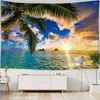 Tapestries Ocean Landschap Wand Tapijt Tapijt Sunset Sailboat Seagull Doek Hanging Decor Tapijt Beach Home