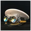Beralar 2022 Moda Steampunk Gear Gözlükleri Askeri Şapka Kadın Erkekler Almanya Memuru Vizör Ordusu Kortikal Cosplay