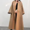 Women Wool M Family's Liegown Water Ripple Cashmere Coat Long Long Hand Hand Women Women