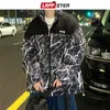 Men s Down Parkas Lappster Y2K Japanese Streetwear Winter Men Hip Hop Puffer Jackets utomhus Pathcowrk Tree Print Bubble Coat 221205