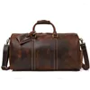 Duffel Bags Ruil Men's Retro Leather Travel Bag First Layer Cowhide store kapacitet aff￤rsresa handv￤ska axel messenger