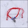 Urok bransolety ręcznie tkane bransoletka Lucky Kabh czerwony nić sznurka Bracelety Hamsa Bransoletki Niebieskie tureckie złe oko Biżuteria Fatima Dhs Drop D Dh0fg