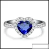 Bandringar band ringar smycken blå österrikisk kristallhjärta kärlek för kvinnor klar strider romantisk bröllop parti grossist drop deli otxvi