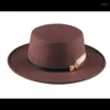 Berretti Cappelli in feltro neri da donna con cintura a tesa larga da uomo Jazz Godfather Cappello Fedora con fibbia decorata piatta