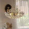Lampy wiszące francuskie szklane kryształ led art dekoracja kwiatów retro płaszcz oświetlenia jadalni lampki projektantów